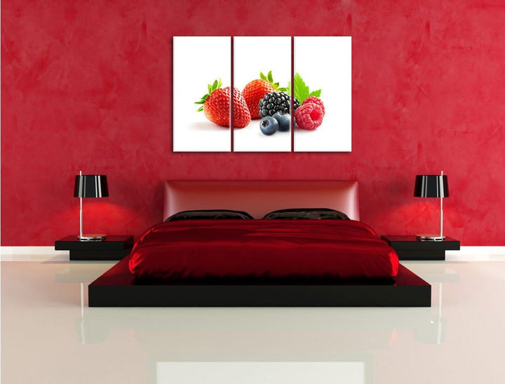Pixxprint Frisches Obst 3-Teiler Leinwandbild 120x80 Bild auf Leinwand