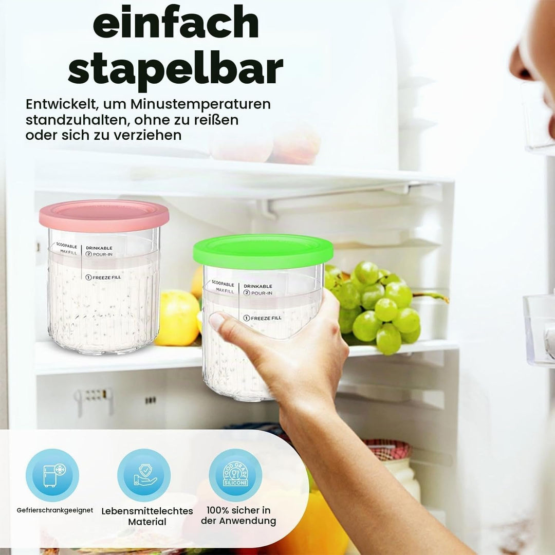 4 Stück Creami Behälte für Ninja Ice Creami Deluxe Pints und Deckel, 24 oz Ninja Ice Cream Maker mit