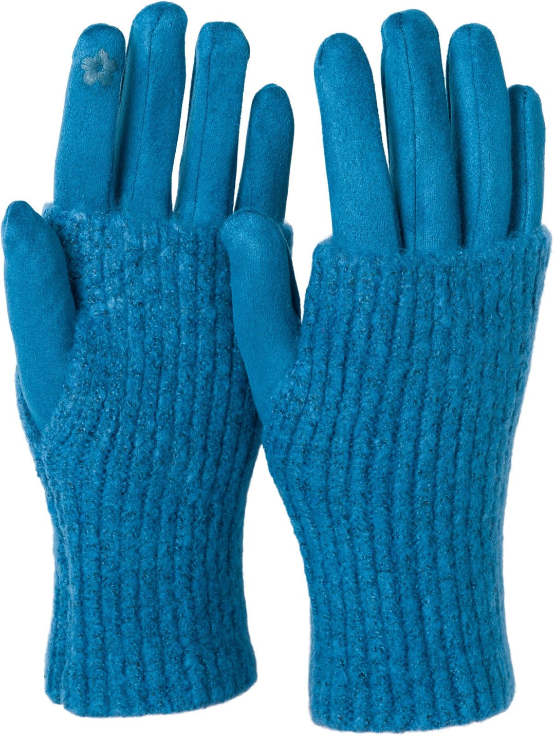 styleBREAKER Damen Touchscreen Stoff Handschuhe mit abnehmbaren Strick Stulpen, warme Fingerhandschu