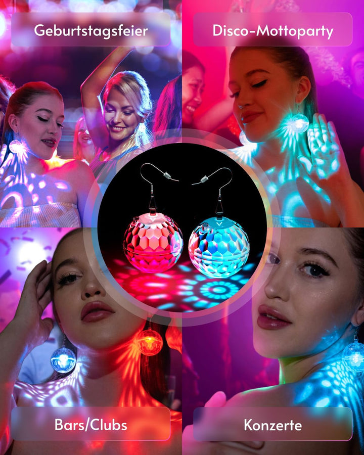 LED Ohrringe Disco Ball Ohrringe 7 RGB Licht Projektion Licht Ohrringe für Frauen Wiederaufladbare L
