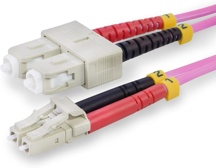 5er Pack 3m LWL Kabel SC/LC OM4 Duplex Multimode 50/125µm 10 Gigabits 3,00m 5-Pieces SC Duplex to LC