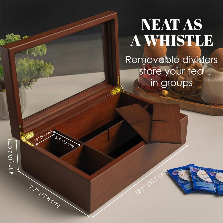 Tee Box von Apace Living - Luxeriöse Tee Aufbewahrung Box Holz – 8 Fächer für die Aufbewahrung von T