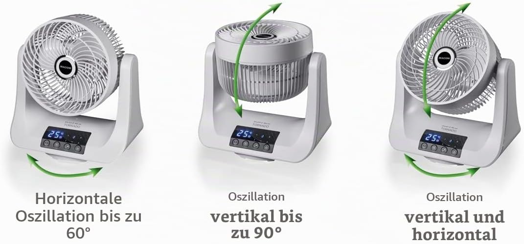 Macom Enjoy &amp; Relax 993 Tornado Ventilator mit doppelter Oszillation