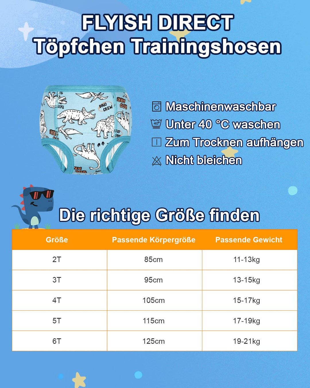 FLYISH DIRECT 10er Pack Baby Töpfchen Trainingshosen für Mädchen und Jungen, Wiederverwendbare Töpfc