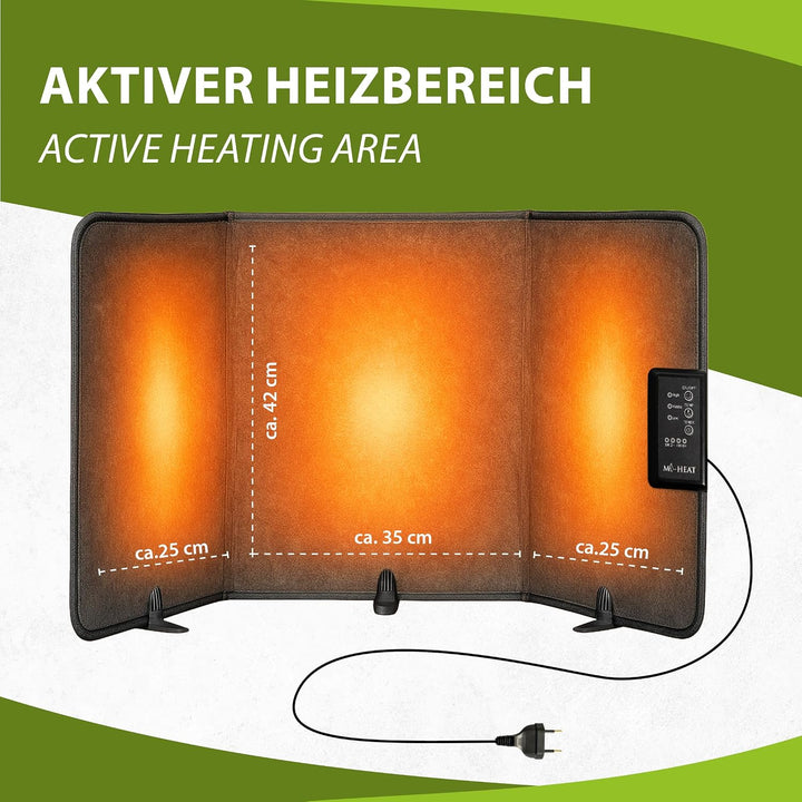 Mi-Heat Infrarot Schreibtischheizung 51x100cm Heizpaneel 165W Standheizung für Büro Schreibtisch Arb