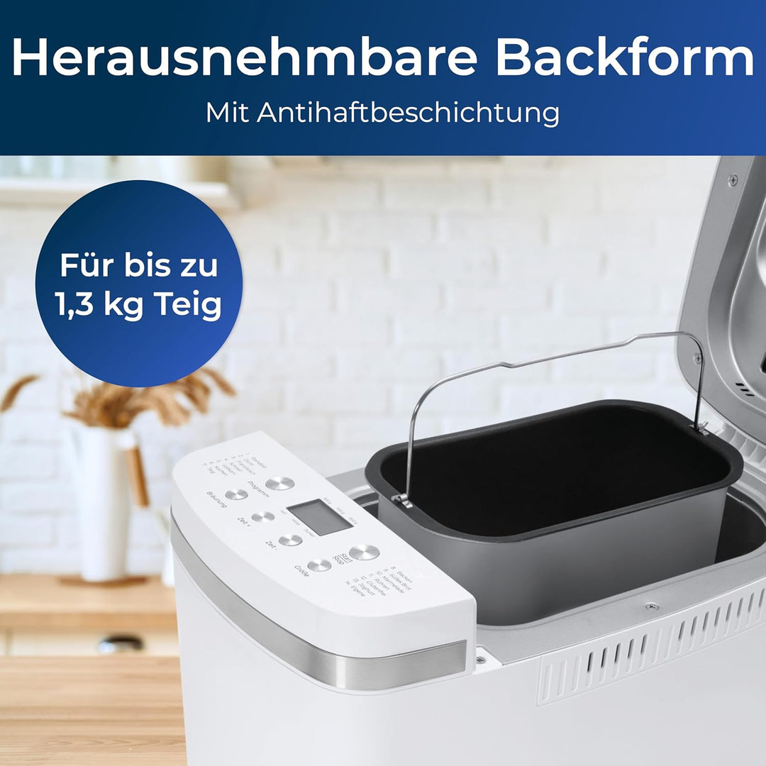 KLAMER Brotbackautomat, 14 Backprogramme, 3 einstellbare Bräunungsstufen, automatische Zubereitung v