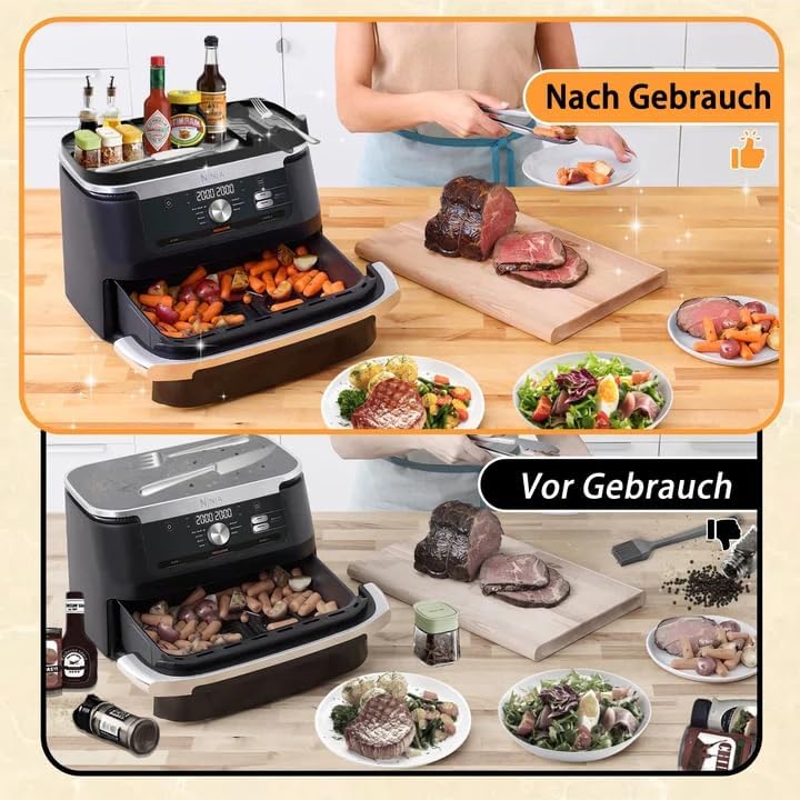 Ninja Heissluftfritteuse Zubehör für Ninja AF400EU AF500EU AF451EU 9,5L-10,4L, Airfryer Zubehör Aufb