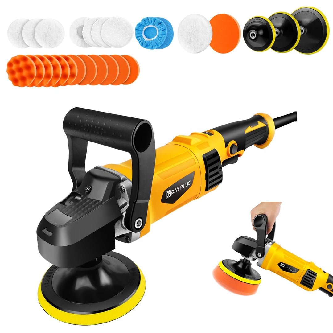 1400W Dual Action Poliermaschine 120-180mm Random Orbital Polierer mit 6 Geschwindigkeiten, 2m Netzk