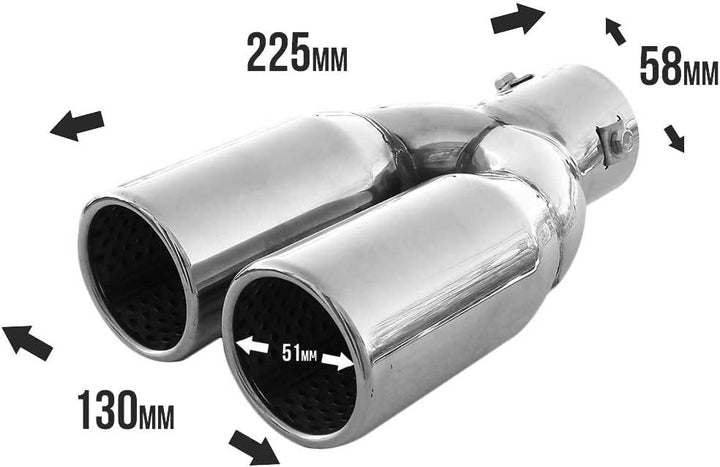 Doppel Auspuffblende Endrohr Auspuff Universell Schalldampf Doppelendrohr Endrohrblende Blende Sport