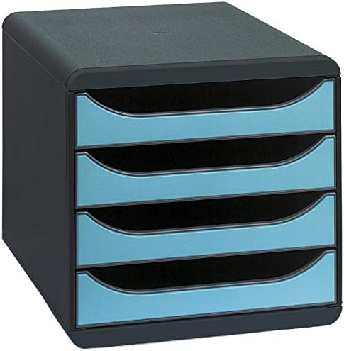 Exacompta 310782D Premium Ablagebox mit 4 Schubladen für DIN A4+ Dokumente. Belastbare Schubladenbox