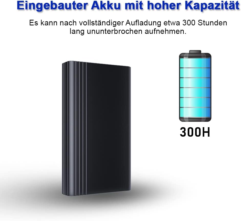 64GB Eingebauter Magnet Diktiergerät Mini, 2000 Stunden Speicherkapazität, Kontinuierliche Aufzeichn