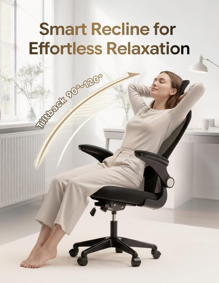 Bürostuhl, ergonomischer Schreibtischstuhl mit verstellbarer Lendenwirbelstütze und Kopfstütze, hohe