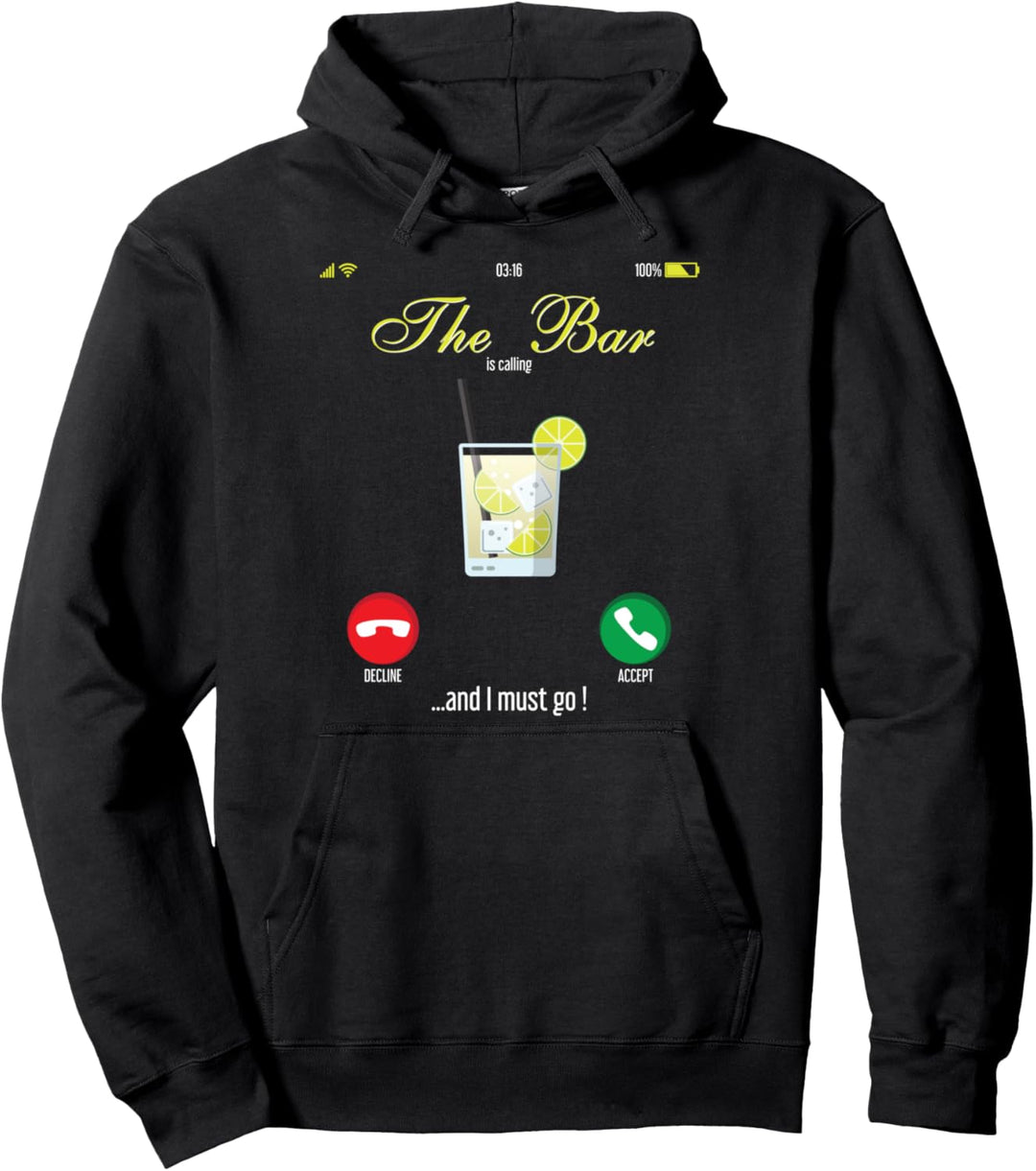 Bar ruft Mobile Call Design Wein Tag Trinken Pullover Hoodie