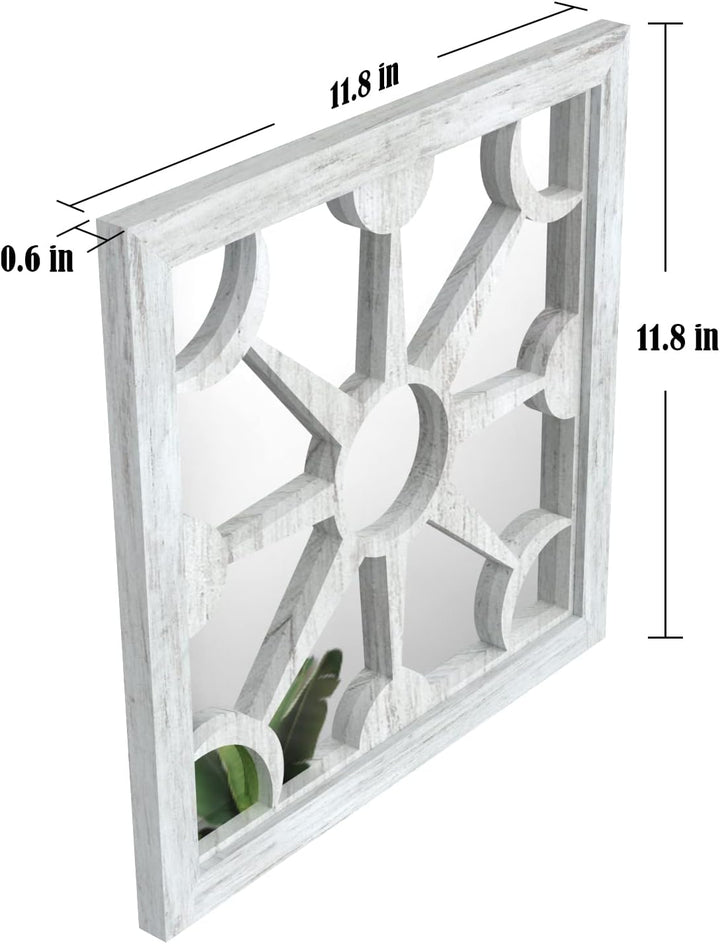 ART-GIFTREE Wandspiegel Square Dekor 2 Stück, Bauernhaus Spiegel Holz 30x30 cm für Wohnzimmer, Flur,