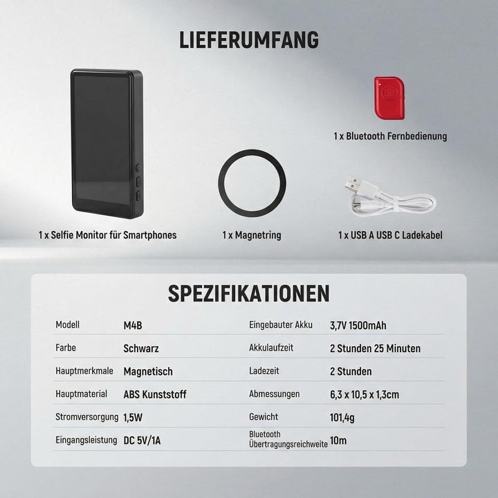 NEEWER Basics Magnetischer Vlog-Selfie-Monitor-Bildschirm, kompatibel mit iPhone, kabelloser Handy-K