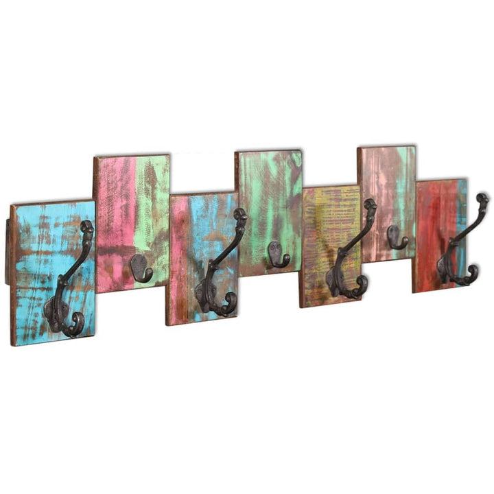 Hothingwell Wandgarderobe, 7 Haken, Massivholz | Unsichtbare Montage, handgefertigt, Vintage-Stil, e