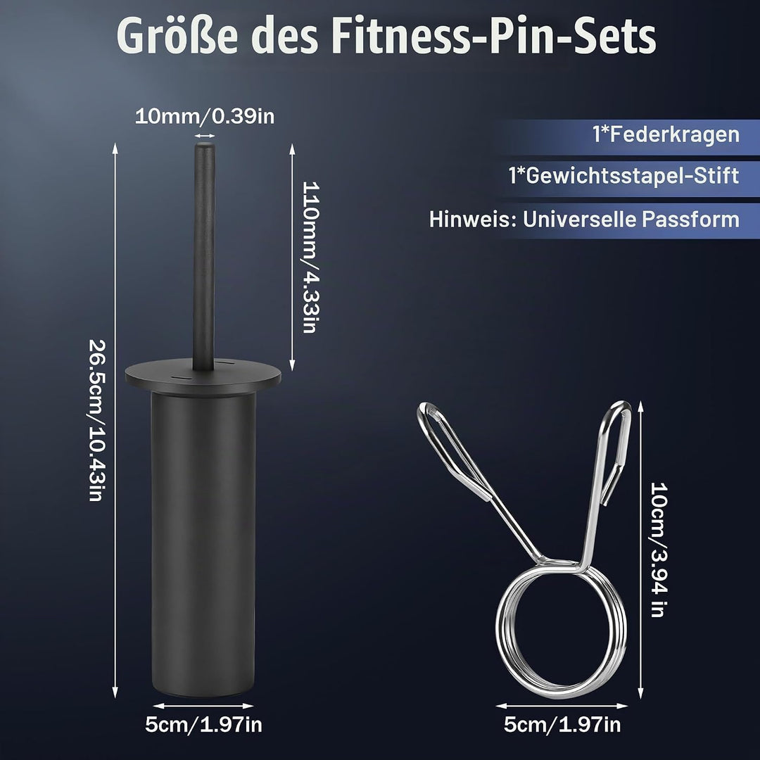 Gym Pin für Zusatzgewicht, Länge 110mm Durchmesser 10mm Gympin mit Federclip, Loading Pin Gewichtsst