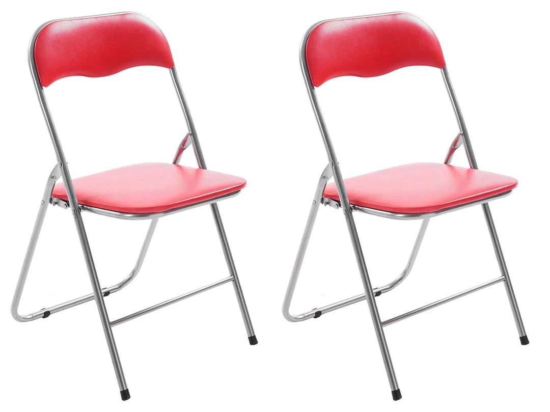 CLP 2er Set Klappstuhl Felix Gepolstert I Küchenstuhl Mit Metallgestell I Kunstleder PVC Sitz Gepols