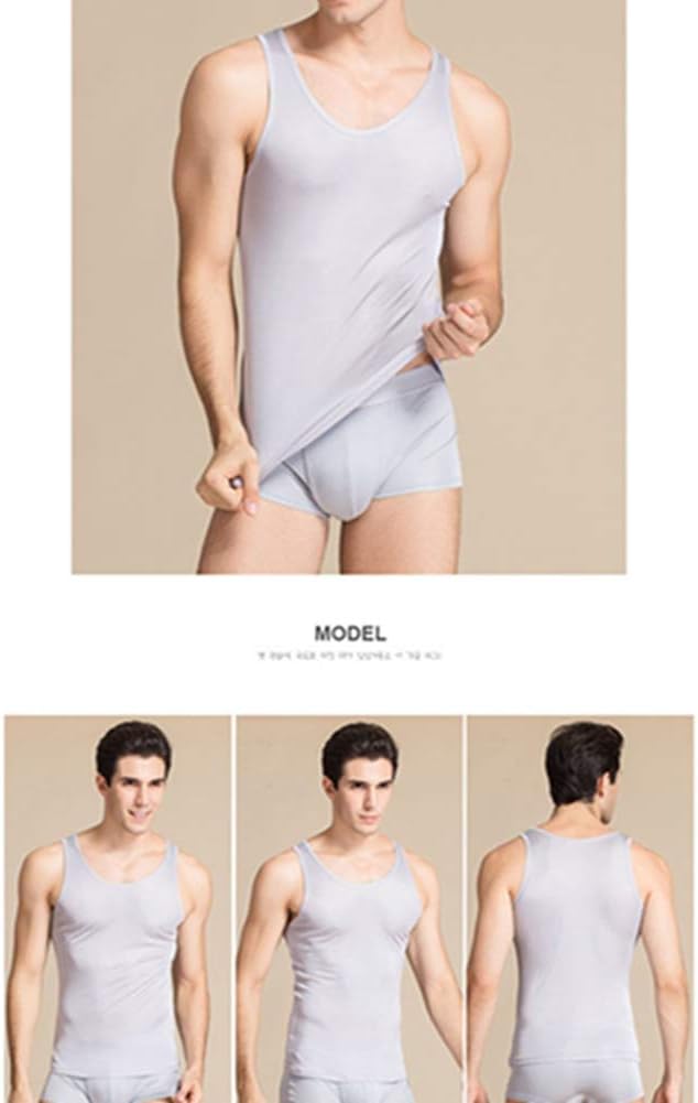 Egurs Herren Tank Top Tanktop aus 100% Natur Seide Sanft Komfortabel ärmelloses T-Shirts XL Weiss, X