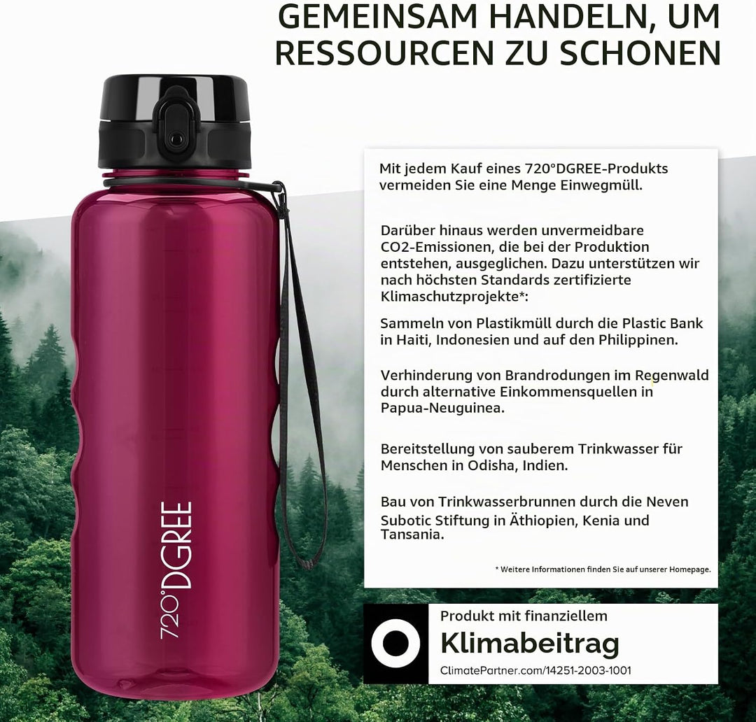 720°DGREE Trinkflasche 1,5l “uberBottle“ crystalClear +Früchtebehälter - BPA-Frei, Auslaufsicher - W