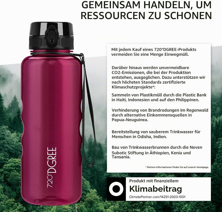 720°DGREE Trinkflasche 1,5l “uberBottle“ crystalClear +Früchtebehälter - BPA-Frei, Auslaufsicher - W