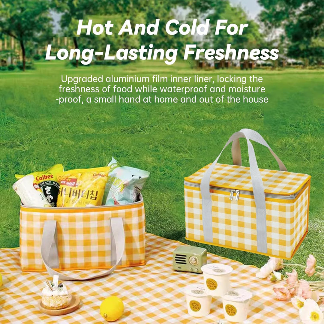Isolierte Picknickkörbe, 35 x 20 x 20 cm Kühltasche Picknicktasche 15L, mit 150 x 200 cm Picknickdec