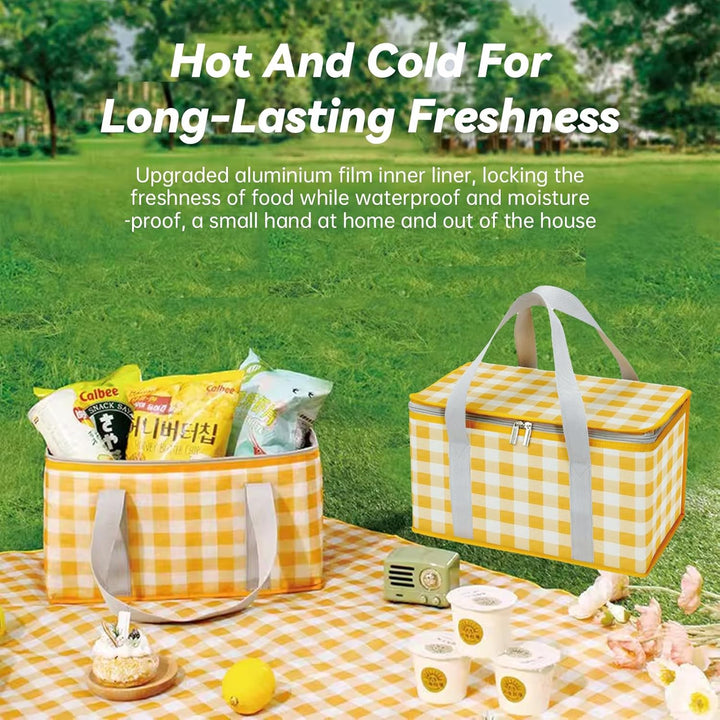 Isolierte Picknickkörbe, 35 x 20 x 20 cm Kühltasche Picknicktasche 15L, mit 150 x 200 cm Picknickdec