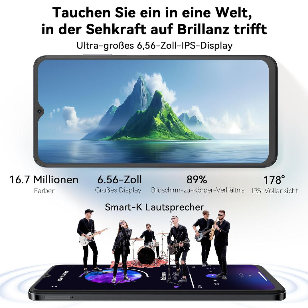 OSCAL Flat 2C Handy Ohne Vertrag Android 14, 6GB+64GB/2TB TF, Octa-Core 6,56" HD+, 5000mAh Akku, 13M