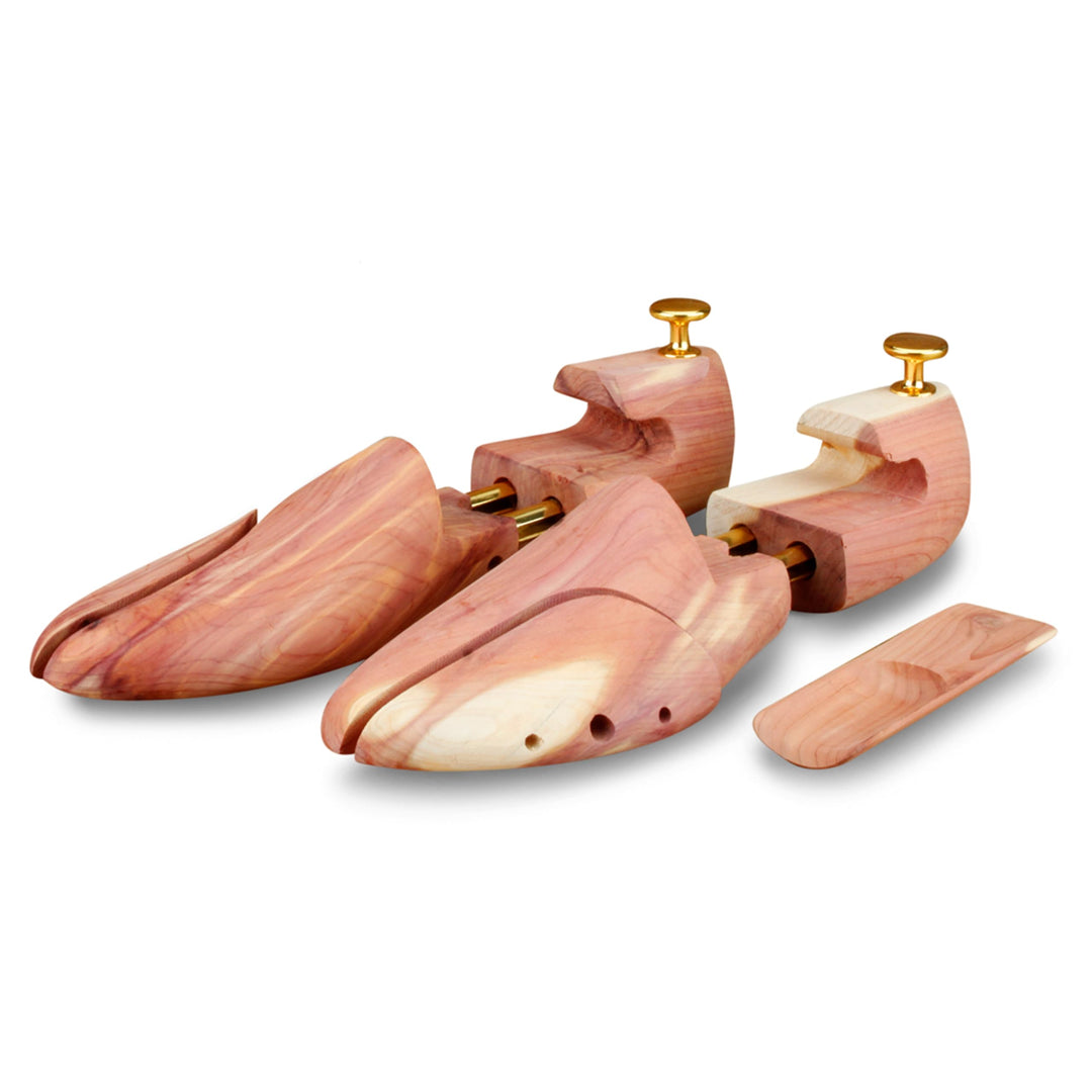 Langer &amp; Messmer Schuhspanner aus Zedernholz (für Herren und Damen) inkl. Reiseschuhlöffel aus Zeder