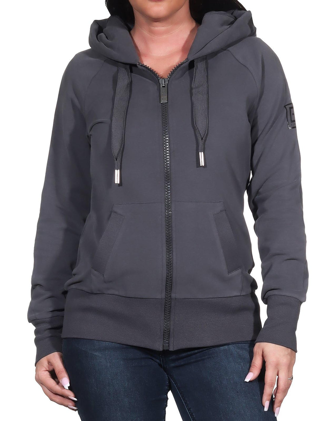 Elbsand Kelda Damen Sweatjacke mit Kapuze, Zip-Jacke, Reissverschluss XS Charcoal, XS Charcoal