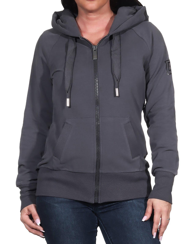 Elbsand Kelda Damen Sweatjacke mit Kapuze, Zip-Jacke, Reissverschluss XS Charcoal, XS Charcoal