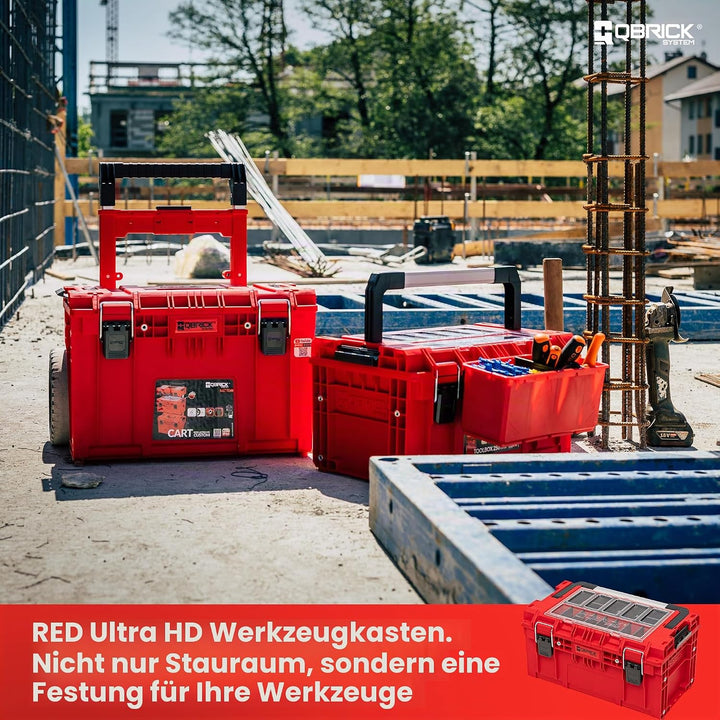 QBRICK SYSTEM Werkzeugkoffer Werkzeugkasten Leer Werkzeugkiste PRIME RED Ultra HD Rot 570 x 340 x 29