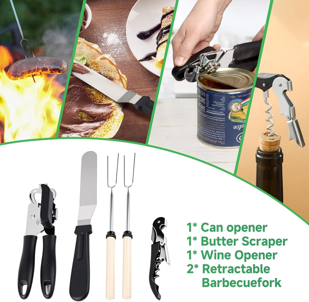 Camping Geschirr 27 Stück, Campinggeschirr Camper Furgoneta Accesorios, Picknicks Geschirr, Camping