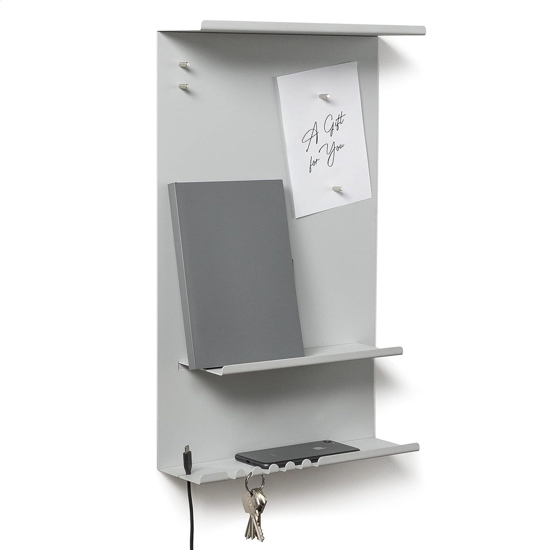 byde Wandorganizer Hele aus Stahlstruktur. 30 x 9 x 49 cm 3-in-1 Wandregal mit Magnettafel und Magne