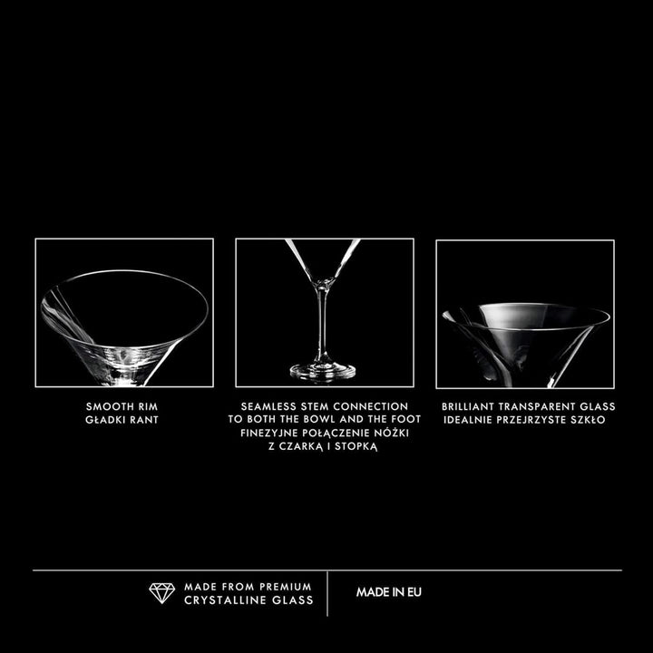 Krosno Martini-Gläser Cocktailgläser | Set von 6 | 240 ML | Avant Garde Kollektion | Perfekt für Zuh