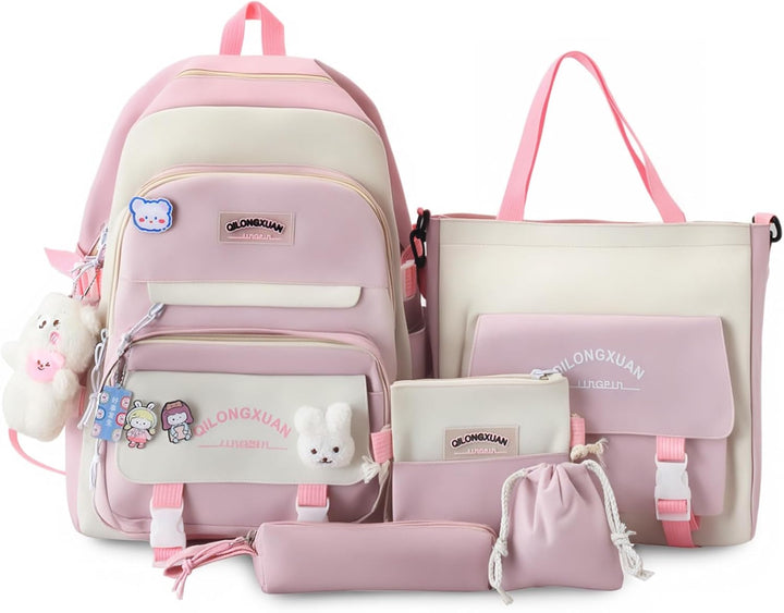 IvyH Schulranzen-Set 5-teilig, Schultasche Mädchen Rucksack Schule Teenager Schulrucksack für Mädche