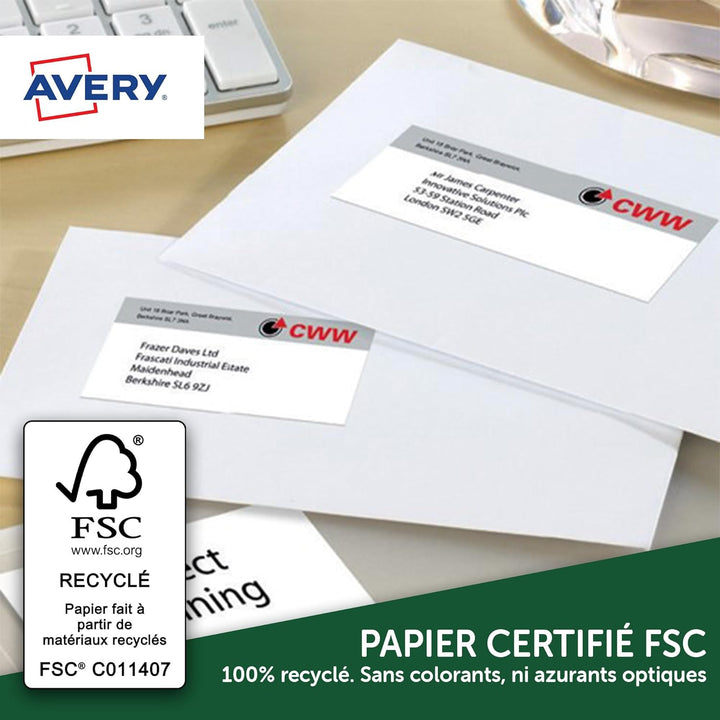 Avery 400 selbstklebende Etiketten, mehrzweck (4 Pro Blatt) – 105 x 148 mm – Eindruck Laser, Tintens