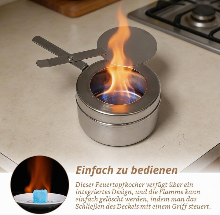 6 Stück Brennpastenbehälter mit Deckel Brennpastenbehälter Edelstahl Brennpaste Behälter Durchmesser