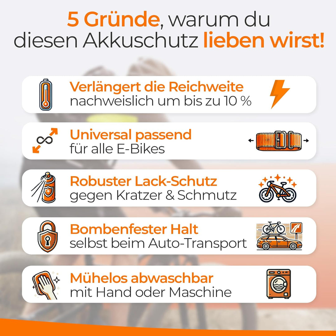 E-Bike Akku Schutzhülle mit Flaschenhalter Öffnung I Ebike Schutz mit Reissverschluss + Tasche I für