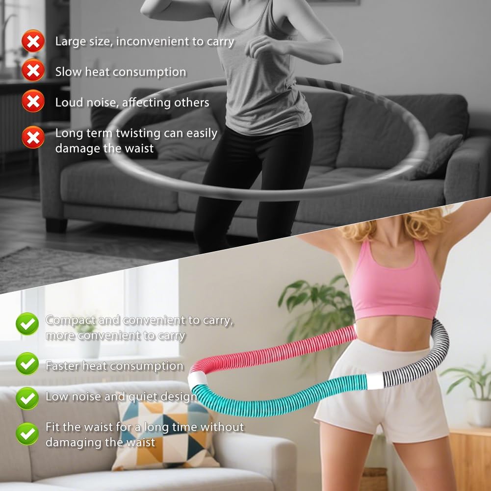 Hula Hoop mit Gewicht Kugel – Hulahuppreif zum Abnehmen für Erwachsene, Einstellbarer Fitnessreifen
