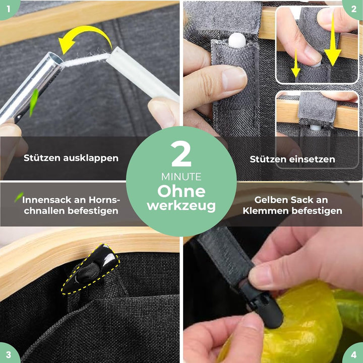 100L Gelber Sack Ständer mit Pfandflaschen Sammelbehälter, Für 60L-120L Gelber Sack, Gelber Sack Mül
