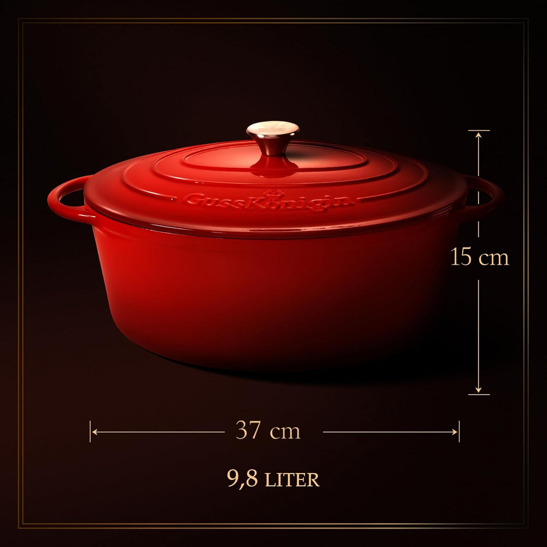 Bräter Gusseisen 37cm (XXL)– Gusseisen-Topf & Schmortopf mit Deckel/Cocotte –Bräter & Schmortöpfe, B