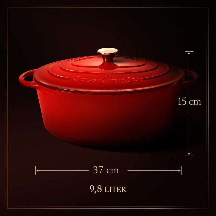 Bräter Gusseisen 37cm (XXL)– Gusseisen-Topf & Schmortopf mit Deckel/Cocotte –Bräter & Schmortöpfe, B
