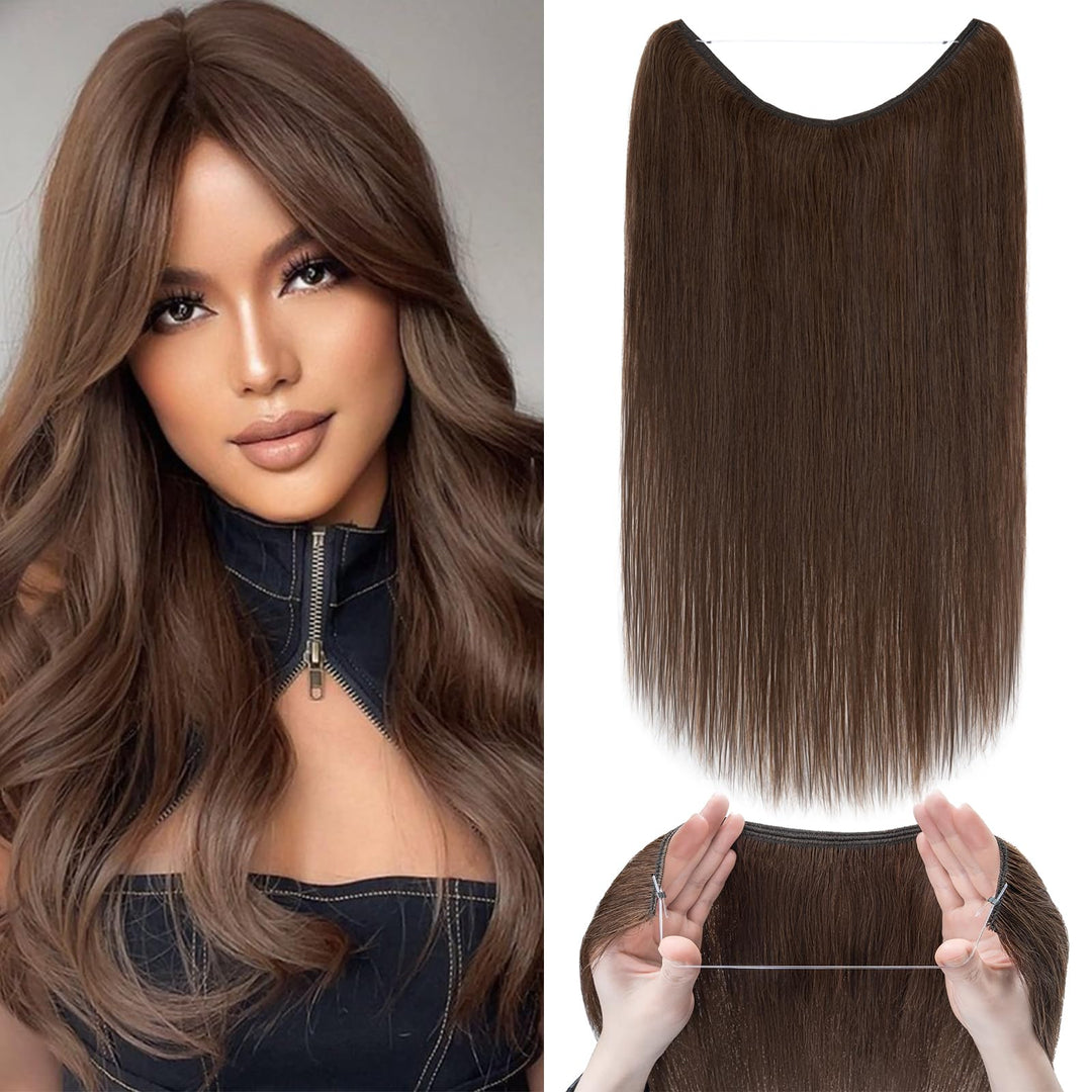 Extensions Echthaar mit transparenter Schnur, Silk-co Wire in ExtensionsSchokoladenbraun 75g, Secret