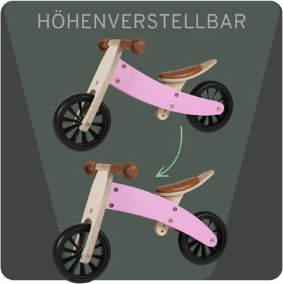 Bandits & Angels Lauflernrad/Laufrad aus Holz 4-in-1 Smartbike ab 1 Jahre (Retro Rosa), Retro Rosa