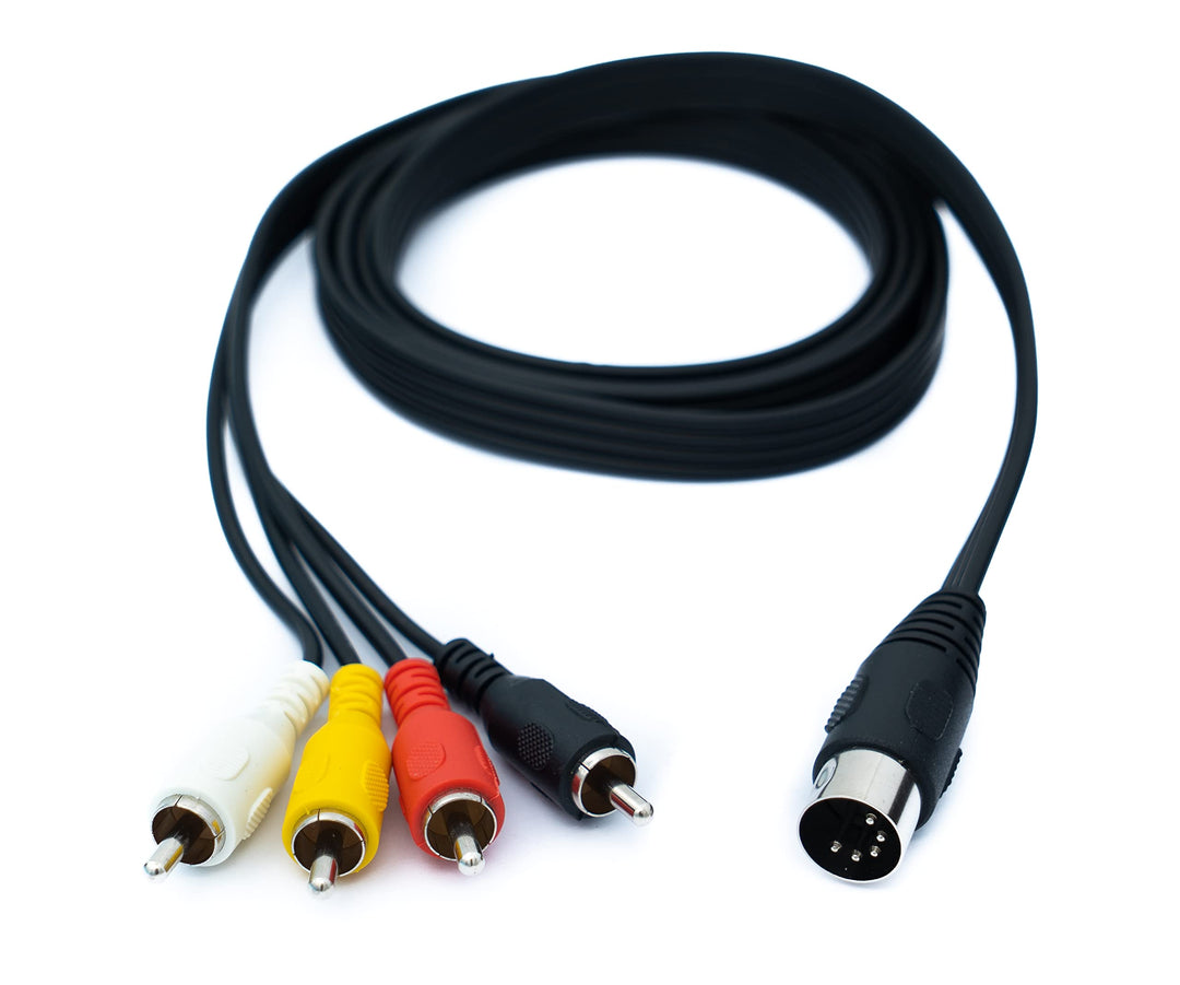 System-S Cinch 4 RCA Kabel 150 cm Stecker zu DIN 5 polig Stecker Stereo Adapter Schwarz
