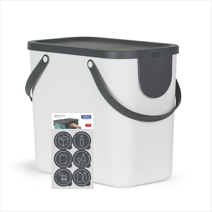 Rotho Albula Mülltrennungssystem 25l für die Küche, Kunststoff (PP) BPA-frei, weiss/anthrazit, 25l (