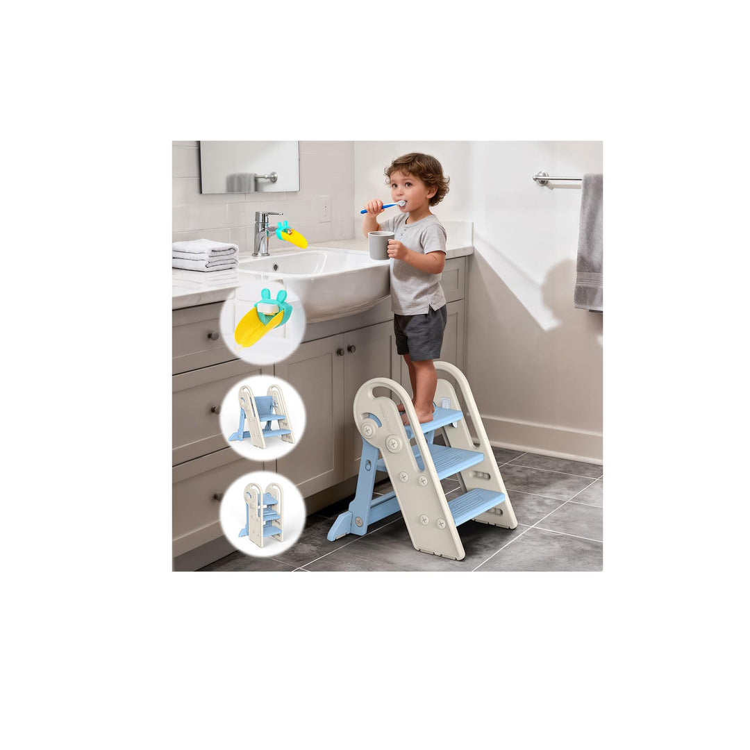 Onasti Tritthocker Kinder, Höhenverstellbar 3 Stufen Hocker Kinder, Trittschemel für Baby mit Handha