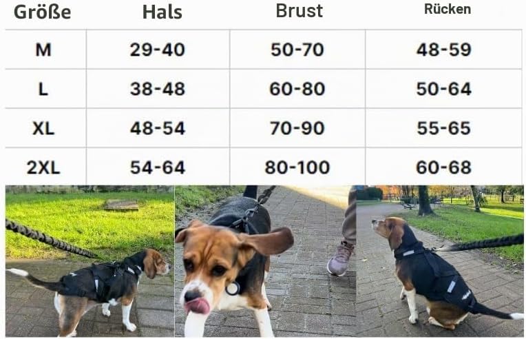 Total Sportgeschirr mit Hund, Laufen, Canicross, Schlitten, Mushing, Fahrrad, Roller... (L, Schwarz)