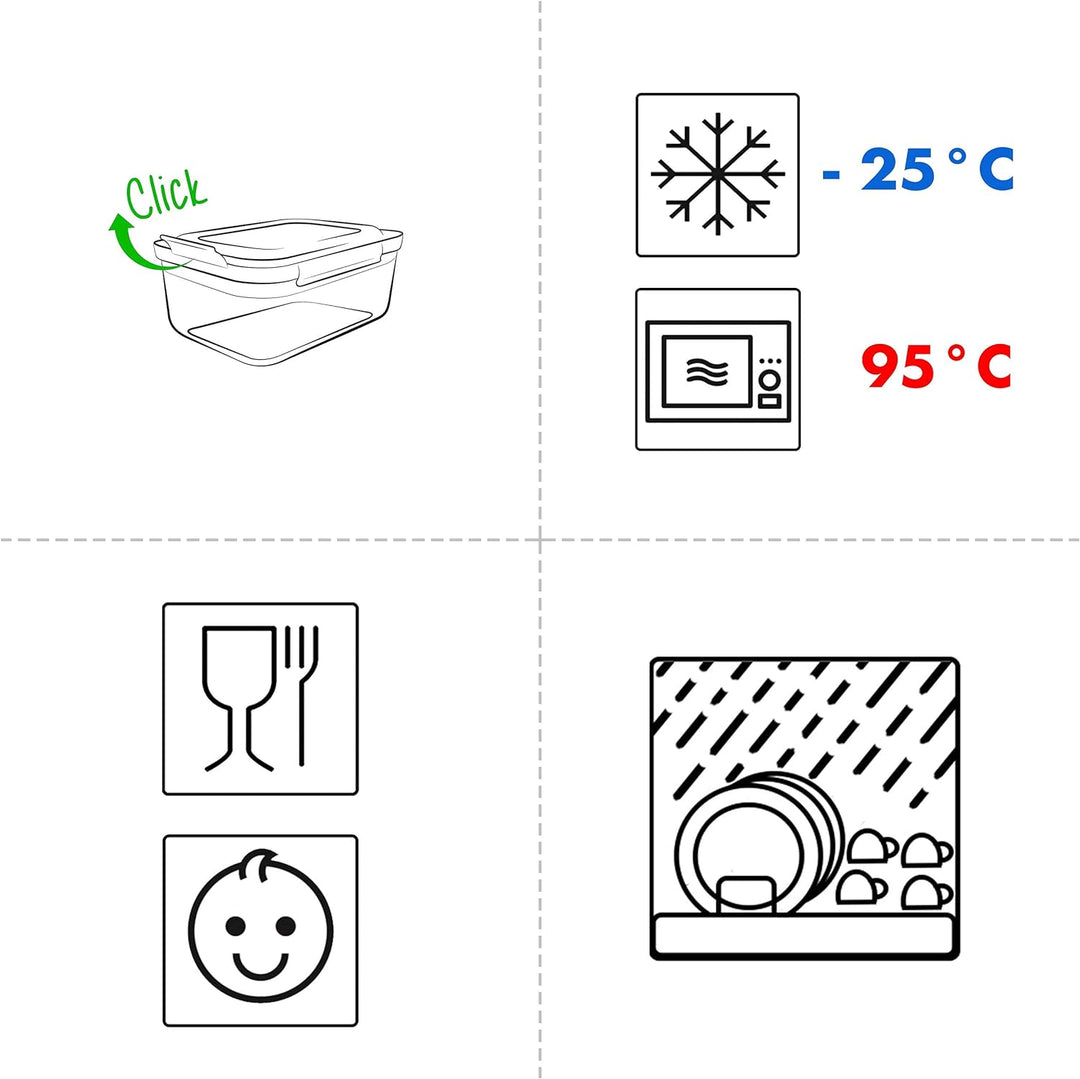 Grizzly Kunststoff Frischhaltedosen Set, 8x Vorratsdosen mit Deckel, flach, rund, stapelbar, bruch-,